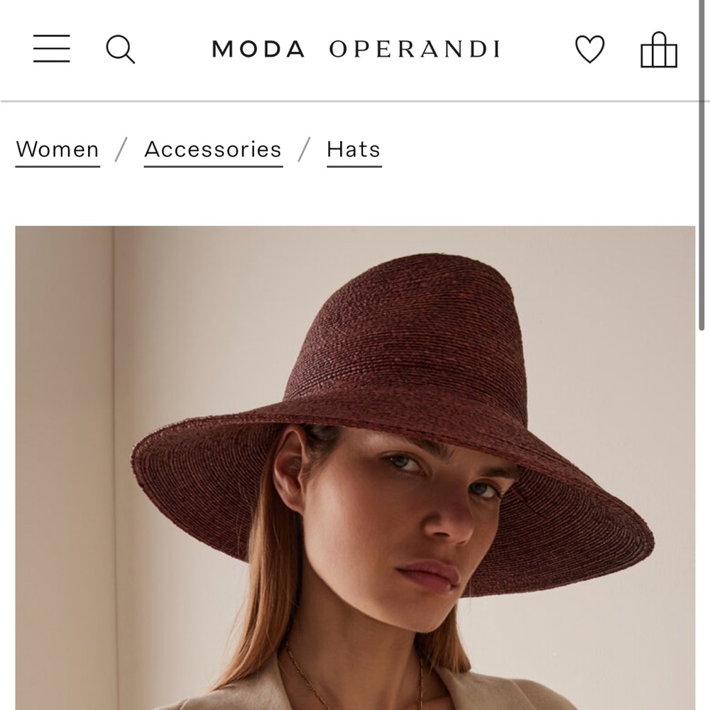 NWT Janessa Leone Colette Chestnut Wide-Brim Raffia Sun Hat